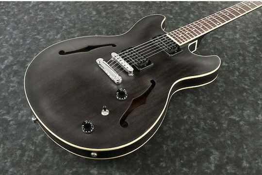 Ibanez AS53 Електрическа Китара ES с HH Конфигурация на Пикапите Transparent Black Flat