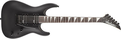 Jackson JS22 Dinky Arch Top Chitară Electrică cu Forma Stratocaster și Configurație de Pickup-uri HH Negru satinat