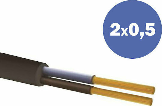 Eurolamp Power Cord With Cable Properties 2x0.5mm² In Black Colour 1m Flexible