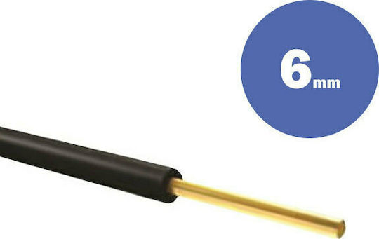 Eurolamp Power Cord Type NYA with Cable Properties 1x6mm² in Black Colour 1m