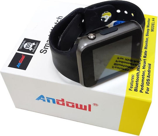 Andowl A4 Smartwatch με SIM και Παλμογράφο (Μαύρο)