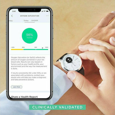 Withings ScanWatch Hybrid Oțel inoxidabil 42mm Rezistent la apă cu pulsometru (Negru)