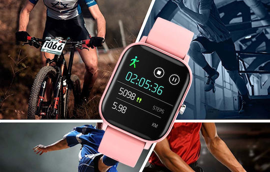 Colmi P8 43mm Smartwatch με Παλμογράφο (Ροζ)