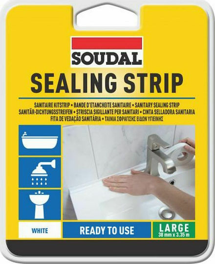 Soudal Μονωτική Ταινία Αρμών 38mm x 3.35m Σφράγισης Ειδών Υγιεινής Λευκή