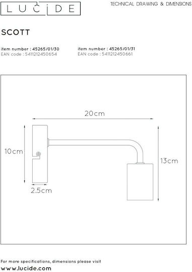 Lucide Lightning Vintage Lamp Wall with Socket E27 Black