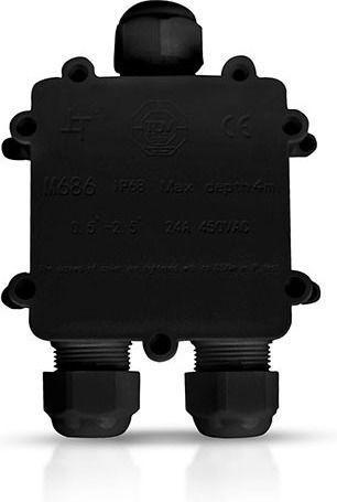V-TAC Surface Mounted Electrical Box Branching Watertight IP68 Single to Double Spotlights in Black Color