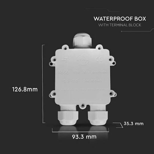 V-TAC Surface Mounted Electrical Box Branching Watertight IP68 Single to Double White Spotlight in Gray Color