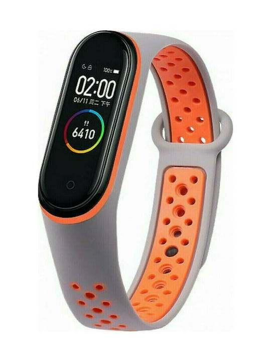 Hurtel Dots Λουράκι Σιλικόνης Gray Orange (Mi Smart Band 5/Mi Smart Band 6)