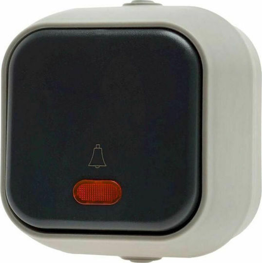 Geyer Complete Wall Push Bell Button with Frame με Ένδειξη IP54 Gray H2-B113M