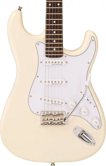 Encore E6 Elektrische Gitarre Stratocaster mit SSS Tonabnehmerkonfiguration Vintage White