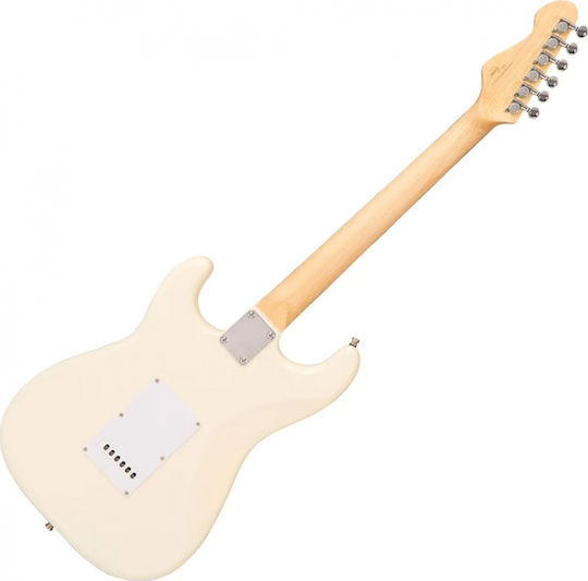 Encore E6 Elektrische Gitarre Stratocaster mit SSS Tonabnehmerkonfiguration Vintage White