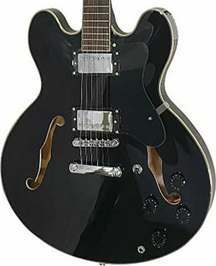 Jacky Jackson LGSB35 Ηλεκτρική Κιθάρα Semiacoustic με HH Διάταξη Μαγνητών Black Gloss
