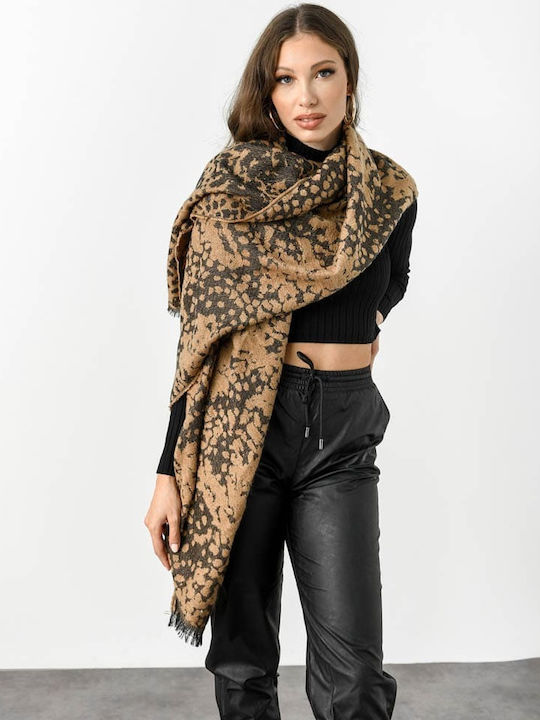 Cozy At Heart Frauen Wollschal Tan Leopard