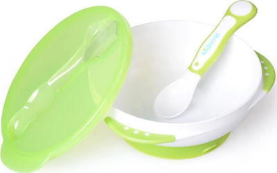 Kidsme Baby Food Bowl Suction Bowl with Ideal Temperature Feeding Spoon Set made of Plastic Green 2pcs KID0054