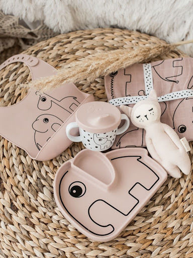Done by Deer Baby Food Plate Stick & Stay Elphee made of Silicone Pink 1799231