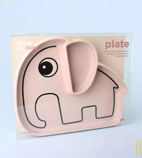 Done by Deer Baby Food Plate Stick & Stay Elphee made of Silicone Pink 1799231
