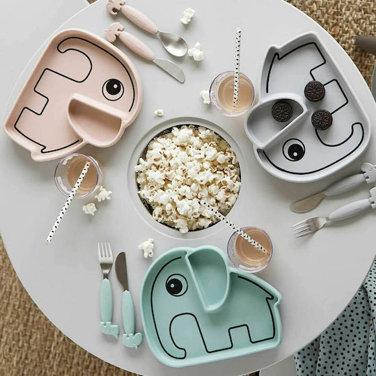 Done by Deer Baby Food Plate Stick & Stay Elphee made of Silicone Pink 1799231