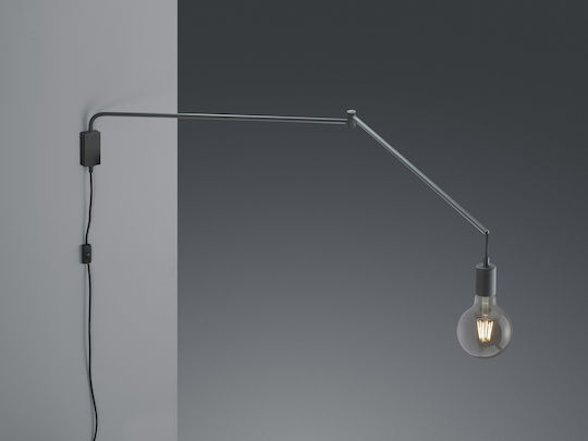 Trio Lighting Line Vintage Lamp Wall Socket with Socket E27 and Switch Black 150x5cm