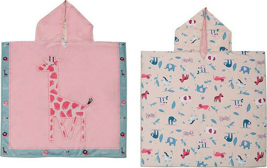 Flapjackkids Giraffe/Zoo Kids Beach Poncho Pink Reversible 61 x 61cm