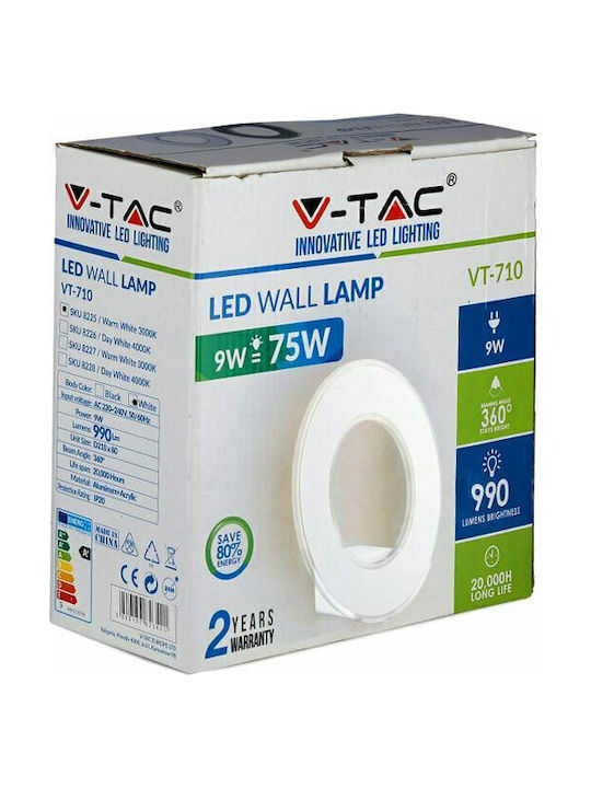 V-TAC Modern Lumină de Perete cu LED Integrat și Lumină Alb Natural 21cm