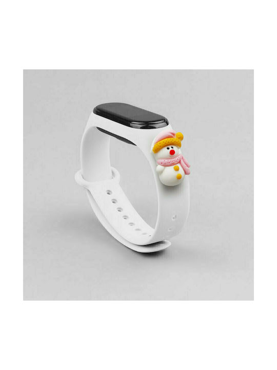 Hurtel Christmas Holidays Strap Silicone with Pin White Snowman 2 (Mi Band 3/Mi Smart Band 4)