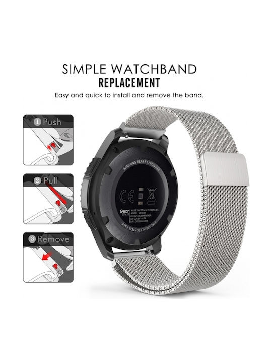 Milanese QuickFit Magnetic Strap Stainless Steel Silver (Galaxy Watch (46mm) / Gear S3)