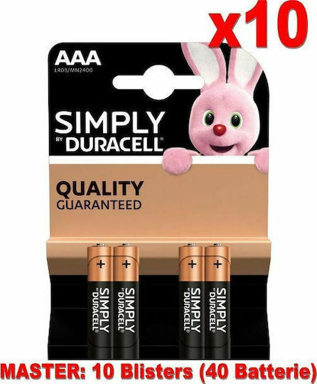 Duracell 4 Pack Alkaline Batteries AAA Simply 1.5V
