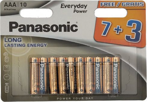 Panasonic 10 Pack Alkaline Batteries AAA Everyday Power 1.5V PANLR0310T