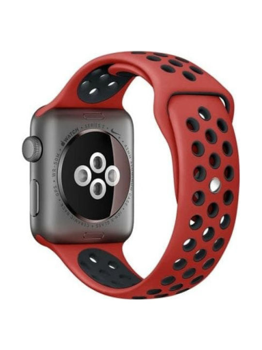 Armband Silikon mit Pin Black/Red (Apple Watch 44/45/46mm/Ultra 49mm) WA1231RB