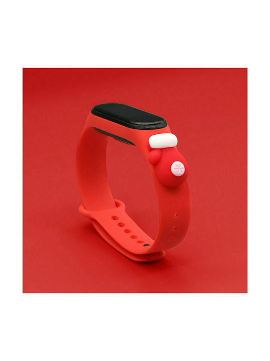 Hurtel Christmas Holidays Strap Silicone with Pin Red Glove (Mi Band 3/Mi Smart Band 4)