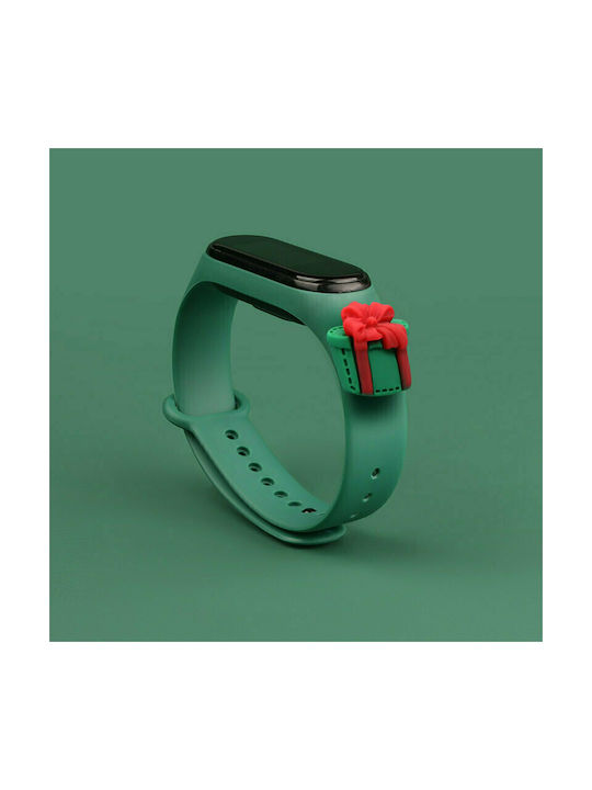 Hurtel Christmas Holidays Strap Silicone with Pin Dark Green Present (Mi Smart Band 5/Mi Smart Band 6)