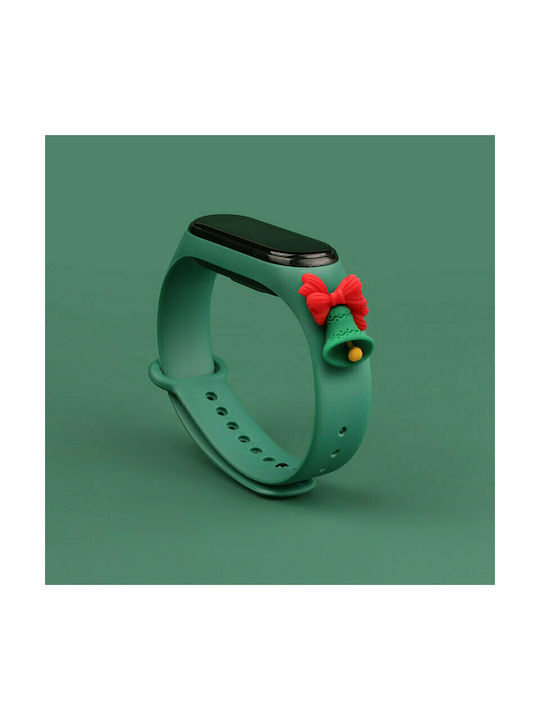 Hurtel Christmas Holidays Curea Silicon cu Pin Dark Green Bell (Mi Band 3/Mi Smart Band 4)