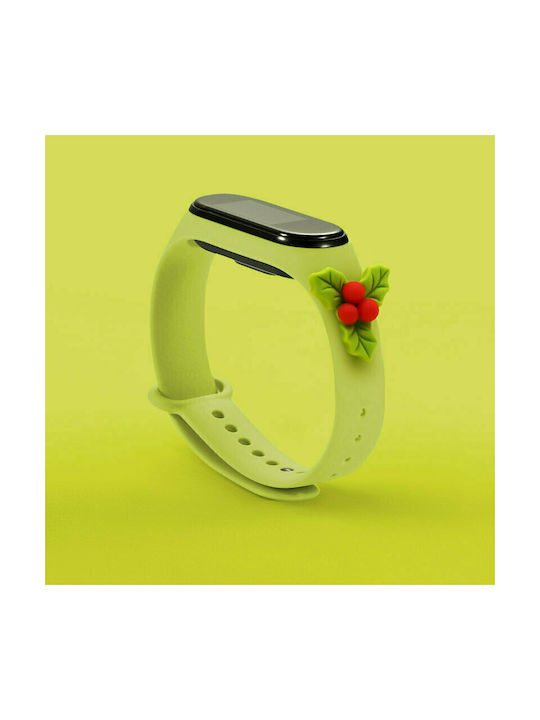 Hurtel Christmas Holidays Strap Silicone with Pin Green Mistletoe (Mi Band 3/Mi Smart Band 4)