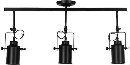 GloboStar Industrial Hollywood Dreifach Spot mit Fassung E27 in Schwarz Farbe