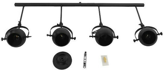 GloboStar Industrial Cannes Spot with 4 Lights and with Socket E27 in Black Color