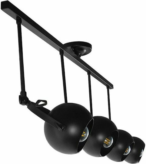 GloboStar Industrial Cannes Spot with 4 Lights and with Socket E27 in Black Color