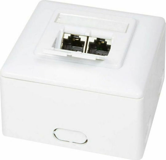 LogiLink Διπλή Εξωτερική Πρίζα Δικτύου RJ45 Τύπου Cat6 σε Λευκό Χρώμα NP0039A