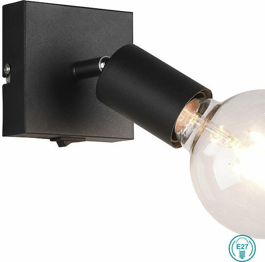 Trio Lighting Vannes Μονό Σποτ με Ντουί E27 σε Μαύρο Χρώμα