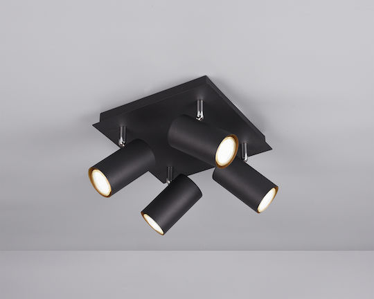 Trio Lighting Marley Спот с 4 Светлини и с Цокъл GU10 в Черен Цвят