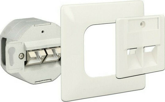 Nedis Διπλή Πρίζα Δικτύου RJ45 με Πλαίσιο Τύπου Cat6 σε Λευκό Χρώμα CCGP89250IV