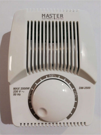 Master DM-2500 Wall Mounted Dimmer Switch with Universal Frame Rotary 2500W in White Color