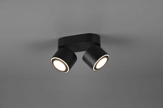Trio Lighting Taurus Διπλό LED Θερμό Λευκό Σποτ σε Μαύρο Χρώμα