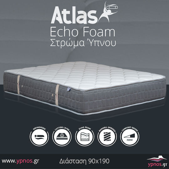 Ypnos Atlas Echo Single Orthopedic Mattress Double-Sided 90x190x25cm with Springs