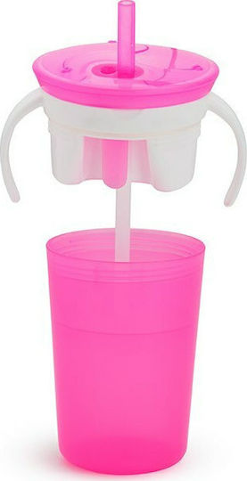 Munchkin Baby Cup with Handles and Straw Snack Catch & Sip made of Plastic Pink 225ml for 12m+