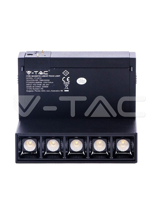 V-TAC LED Φυσικό Λευκό Σποτ με 5 Φώτα σε Μαύρο Χρώμα