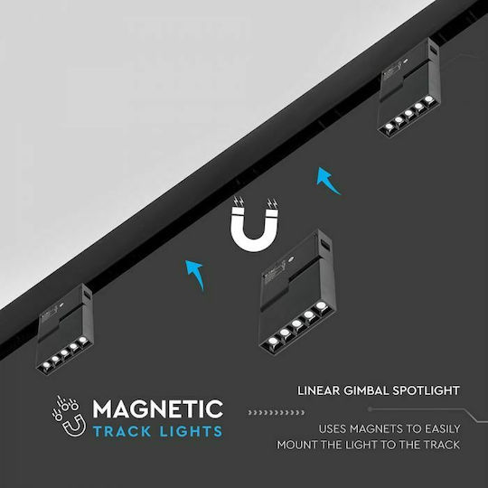 V-TAC LED Φυσικό Λευκό Σποτ με 5 Φώτα σε Μαύρο Χρώμα
