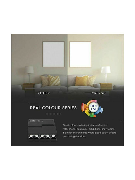 V-TAC LED Φυσικό Λευκό Σποτ με 5 Φώτα σε Μαύρο Χρώμα