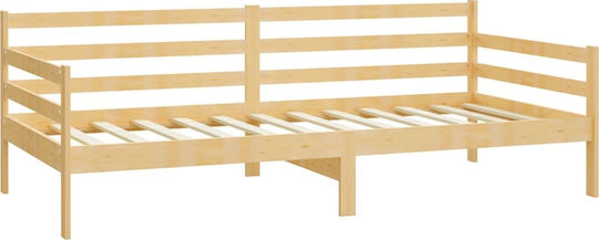 Single Wooden Sofa Bed Natural for Mattress 90x200cm