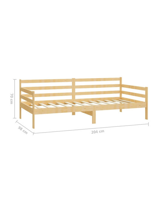 Canapea Pat Single Din Lemn Natural Potrivit Pentru Saltea 90x200cm