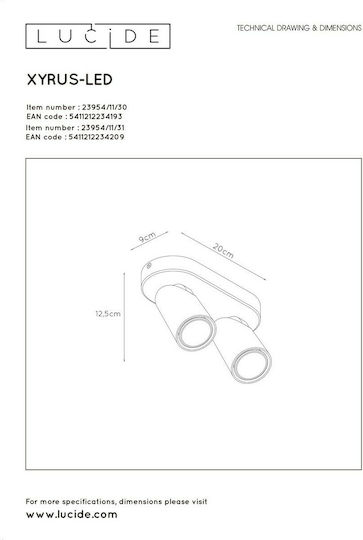 Lucide Lightning Xyrus Σποτ με Ντουί GU10